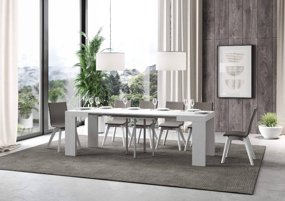 Itamoby Tavolo Roxell Allungabile Bianco Frassino 90×90 Allungato 246 Soddisfazione Garantita