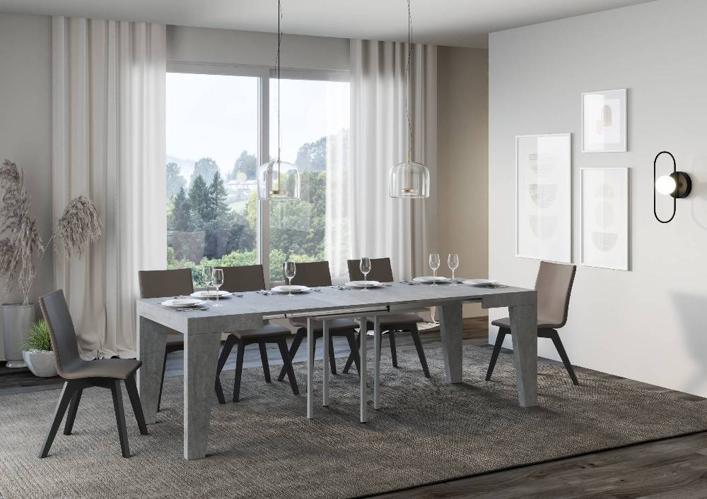 Itamoby Tavolo Naxy Allungabile Cemento 90×90 Allungato 246 Prezzo basso