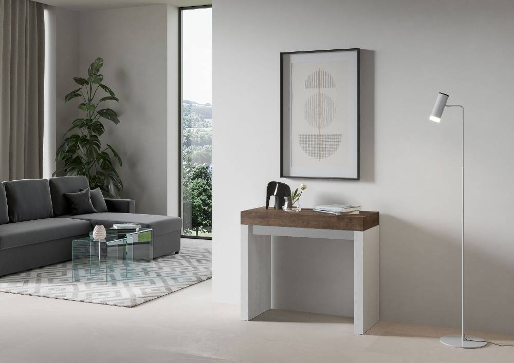 Itamoby Consolle Roxell Mix Piano Noce Gambe Bianco Frassino 50% di sconto con spedizione gratuita
