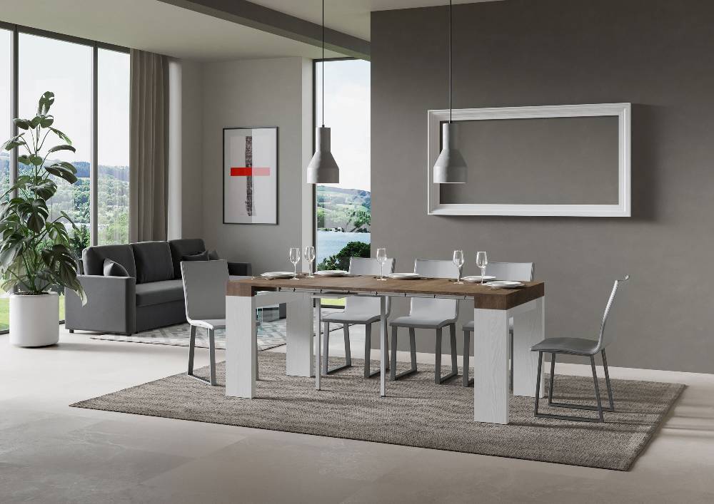 Itamoby Consolle Roxell Mix Piano Noce Gambe Bianco Frassino 50% di sconto con spedizione gratuita