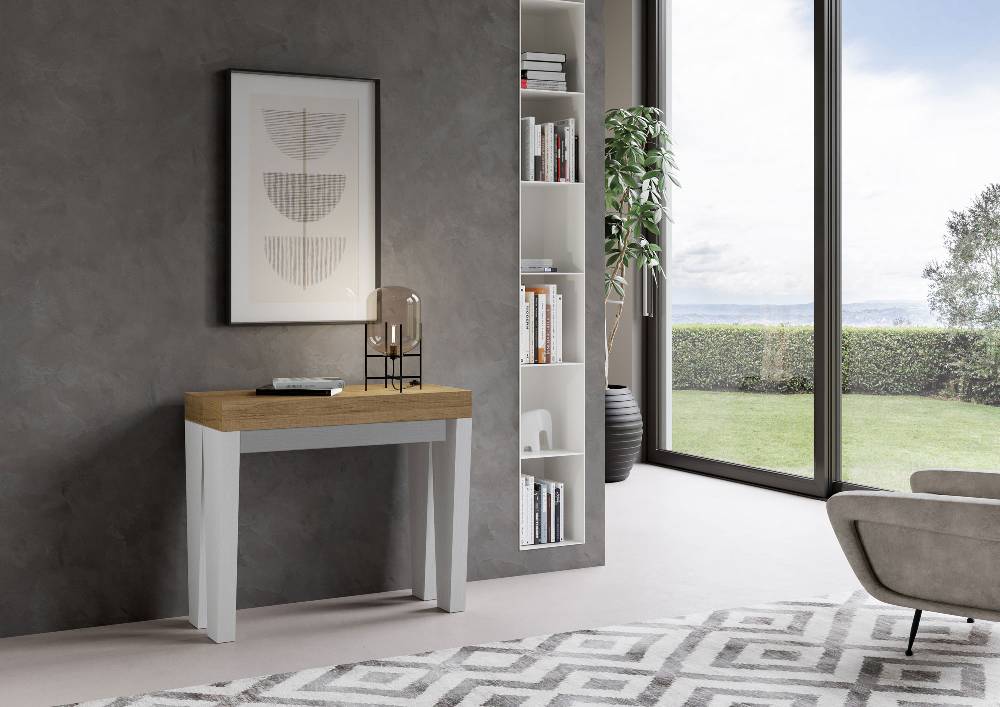 Itamoby Consolle Spimbo Mix Piano Quercia Natura Gambe Bianco Frassino Esporta salva