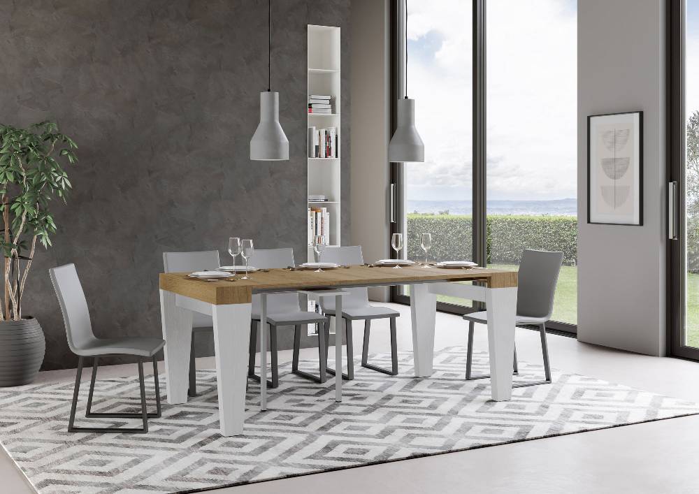 Itamoby Consolle Spimbo Mix Piano Quercia Natura Gambe Bianco Frassino Esporta salva