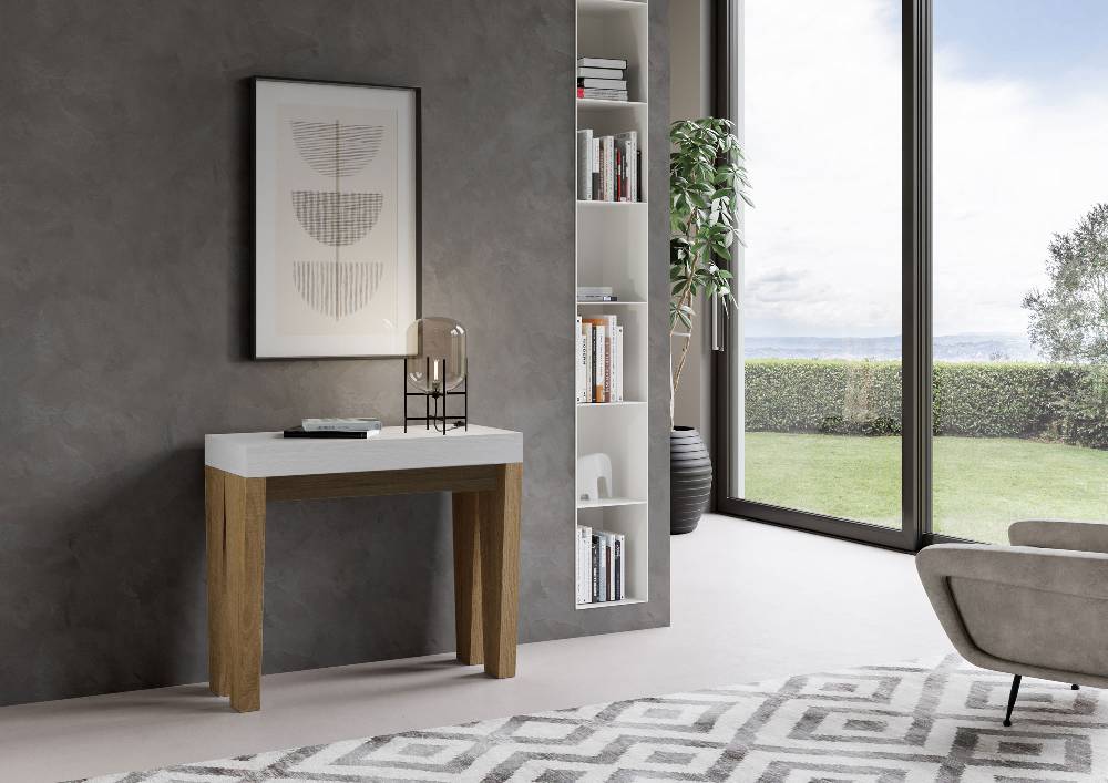Itamoby Consolle Spimbo Mix Bianco Frassino Gambe Quercia Natura Duty-free