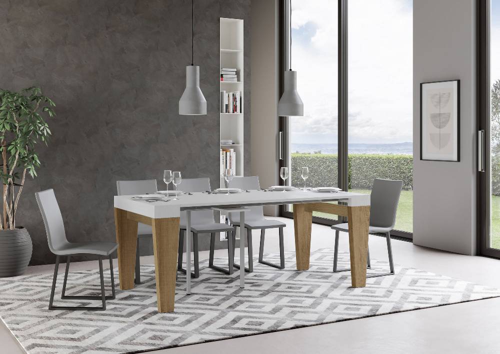Itamoby Consolle Spimbo Mix Bianco Frassino Gambe Quercia Natura Duty-free