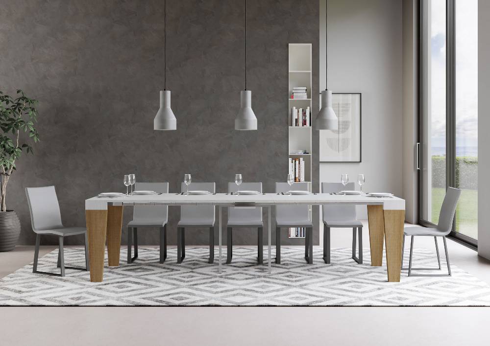 Itamoby Consolle Spimbo Mix Bianco Frassino Gambe Quercia Natura Duty-free
