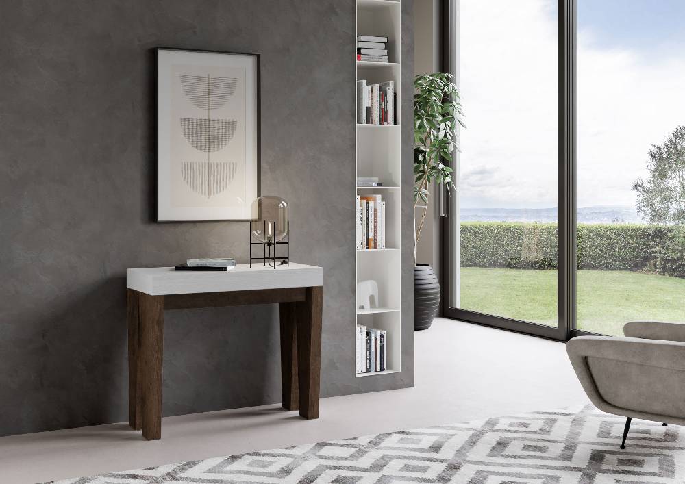 Itamoby Consolle Spimbo Mix Piano Bianco Frassino Gambe Noce 50% di sconto per tempo limitato