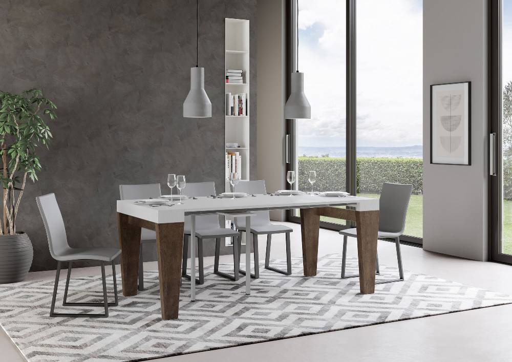 Itamoby Consolle Spimbo Mix Piano Bianco Frassino Gambe Noce 50% di sconto per tempo limitato
