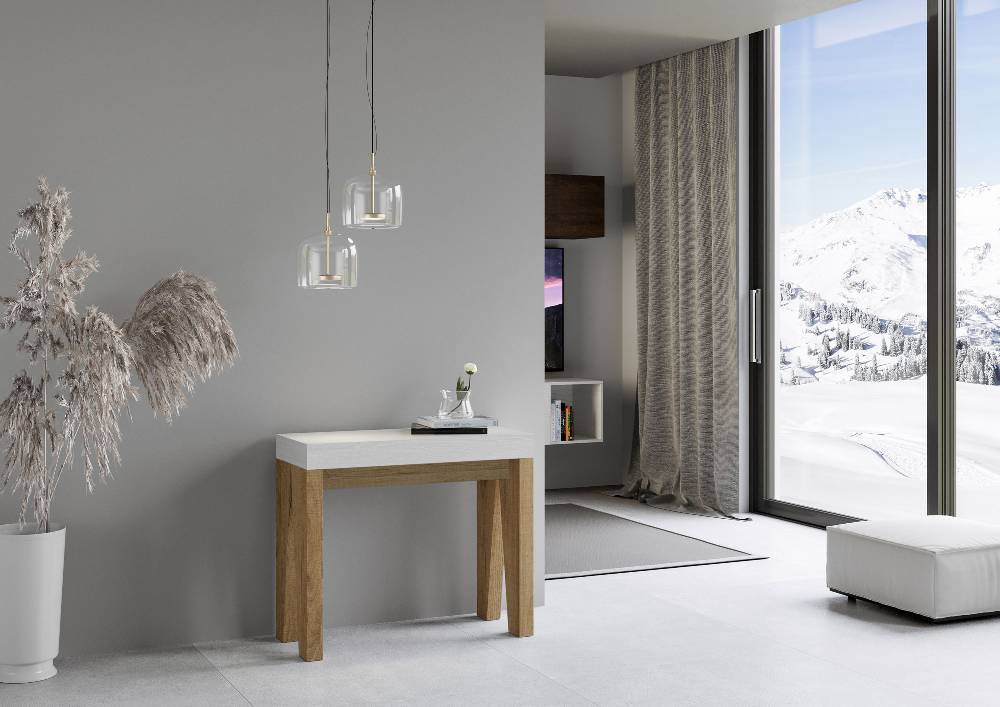 Itamoby Consolle Naxy Mix Bianco Frassino Gambe Quercia Natura In Linea