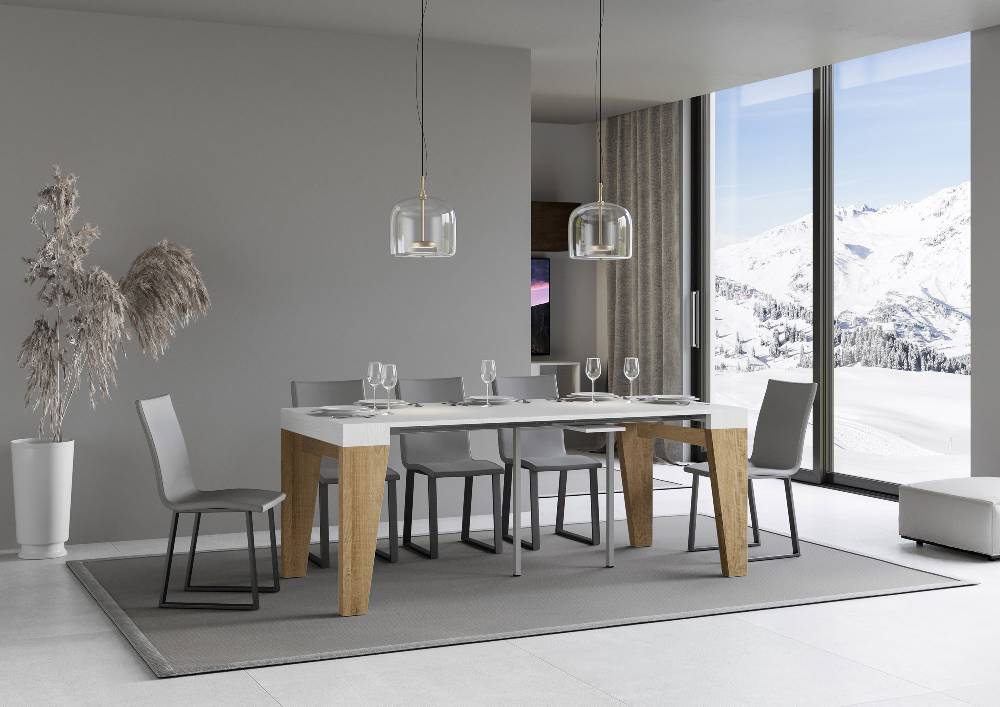 Itamoby Consolle Naxy Mix Bianco Frassino Gambe Quercia Natura In Linea