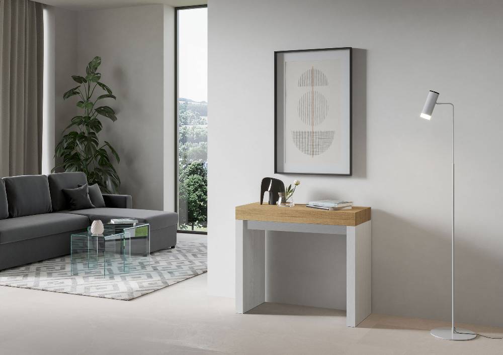 Itamoby Consolle Roxell Mix Small Piano Quercia Natura Gambe Bianco Frassino Vendita