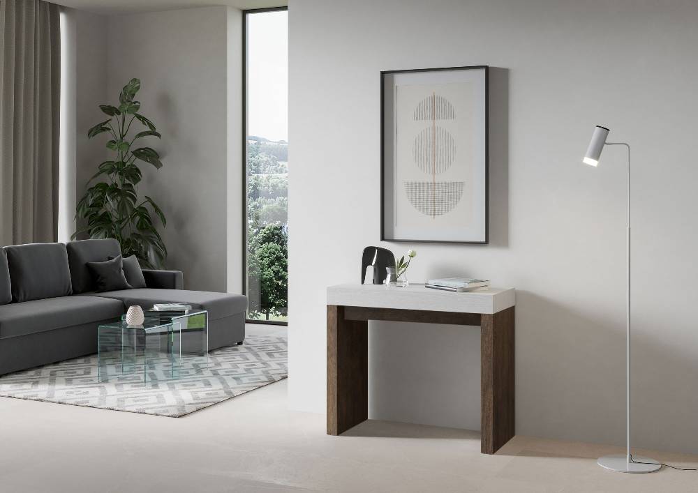 Itamoby Consolle Roxell Mix Small Piano Bianco Frassino Gambe Noce Soddisfazione Garantita