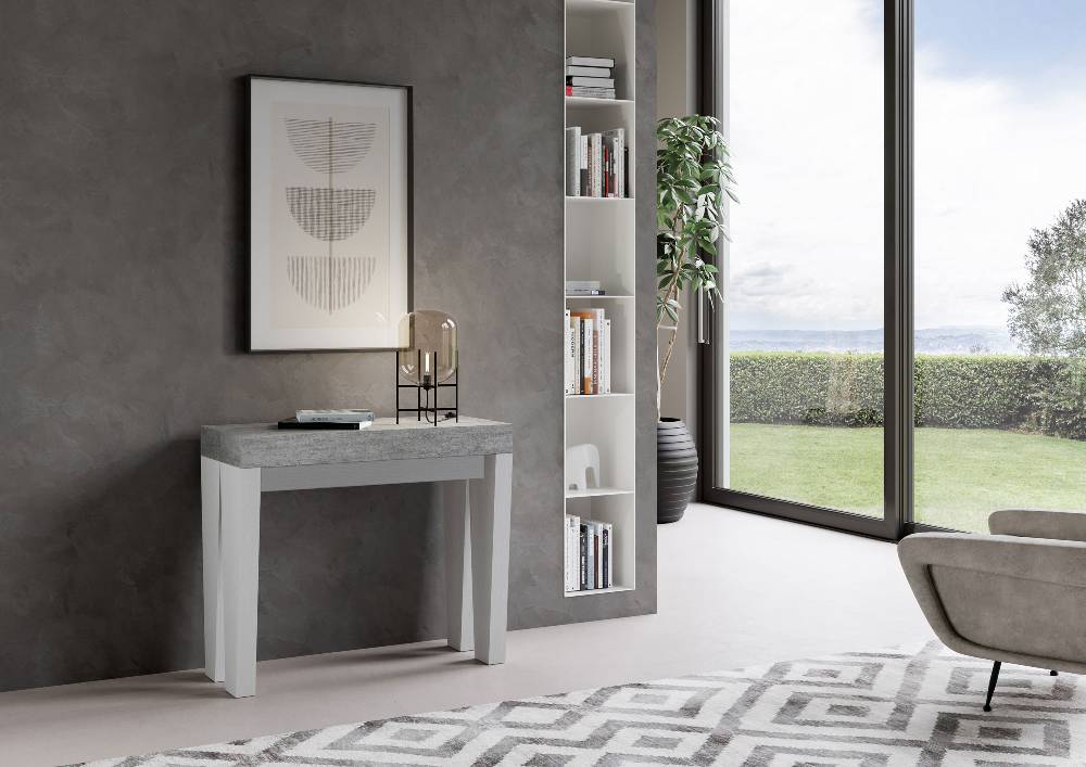 Itamoby Consolle Spimbo Mix Small Piano Cemento Gambe Bianco Frassino Qualità Garantita
