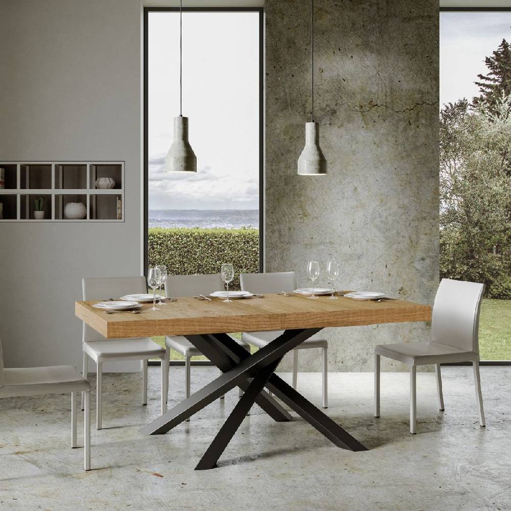 Itamoby Tavolo allungabile 90×180/284 cm Volantis Premium Quercia Natura telaio Antracite Italy