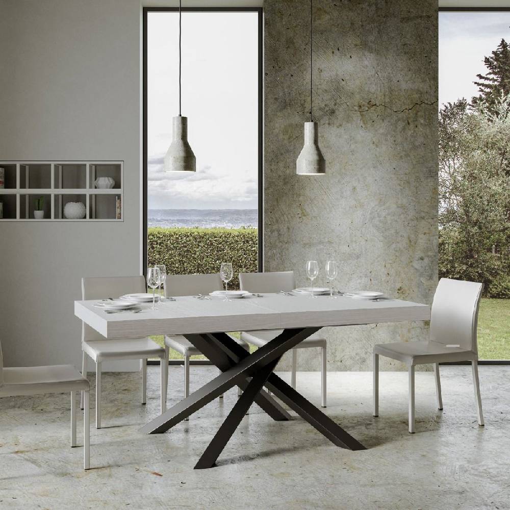 Itamoby Tavolo allungabile 90×180/284 cm Volantis Premium Bianco Frassino telaio Antracite Italia
