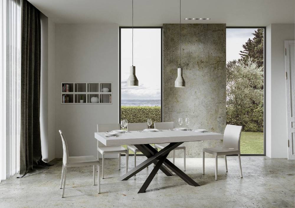 Itamoby Tavolo allungabile 90×180/284 cm Volantis Premium Bianco Frassino telaio Antracite Italia