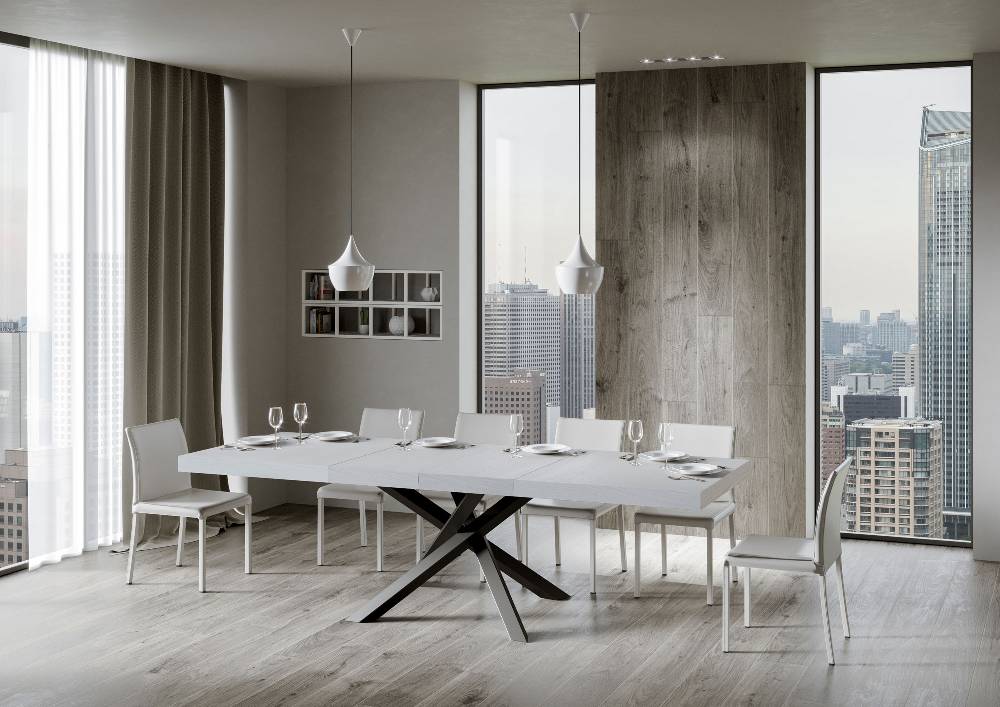 Itamoby Tavolo allungabile 90×180/284 cm Volantis Premium Bianco Frassino telaio Antracite Italia