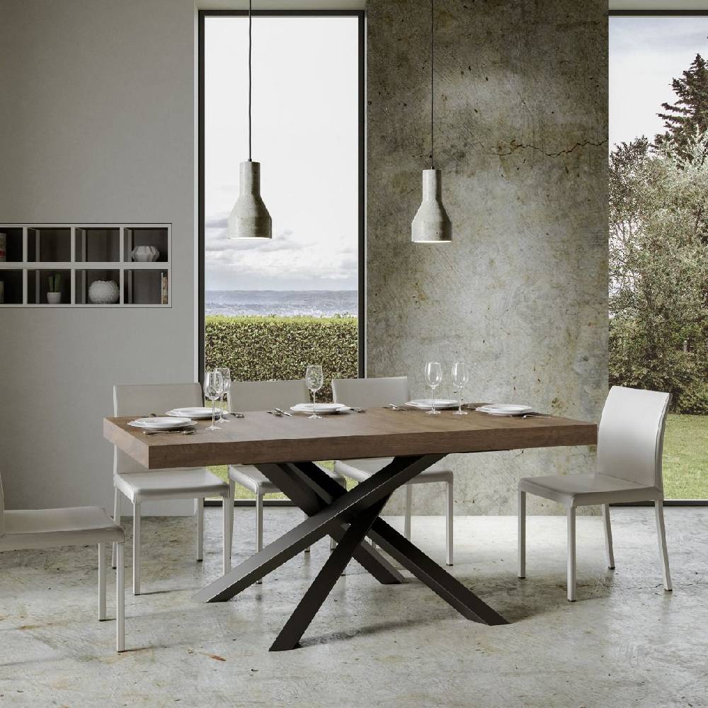 Itamoby Tavolo allungabile 90×160/264 cm Volantis Premium Noce telaio Antracite In Linea