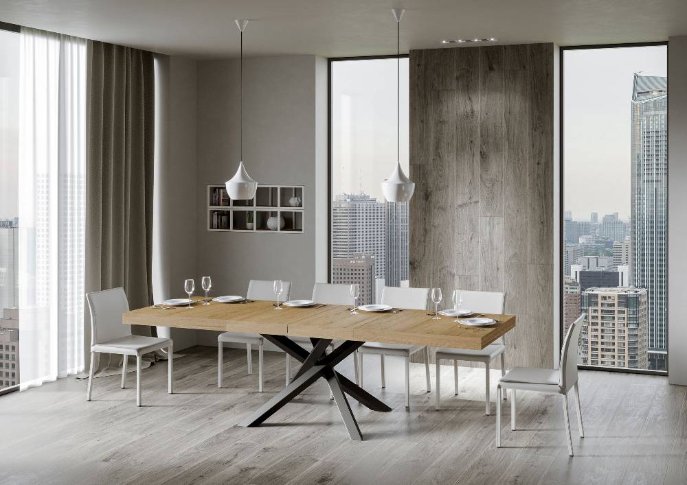 Itamoby Tavolo allungabile 90×160/264 cm Volantis Premium Quercia Natura telaio Antracite Qualità