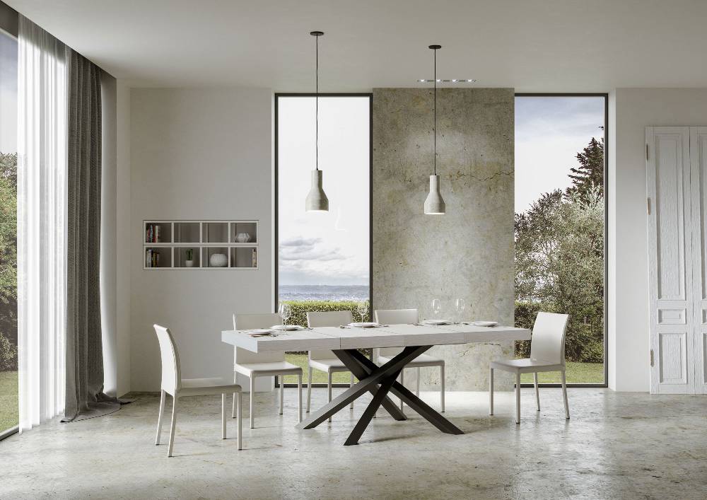Itamoby Tavolo allungabile 90×140/244 cm Volantis Premium Bianco Frassino telaio Antracite Soddisfazione Garantita
