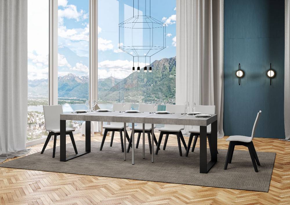 Itamoby Tavolo allungabile 90×90/246 cm Tecno Premium Cemento Outlet