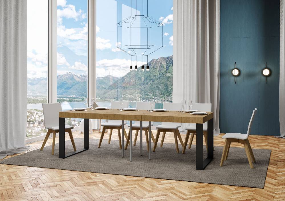 Itamoby Tavolo allungabile 90×90/246 cm Tecno Premium Quercia Natura In Vendita
