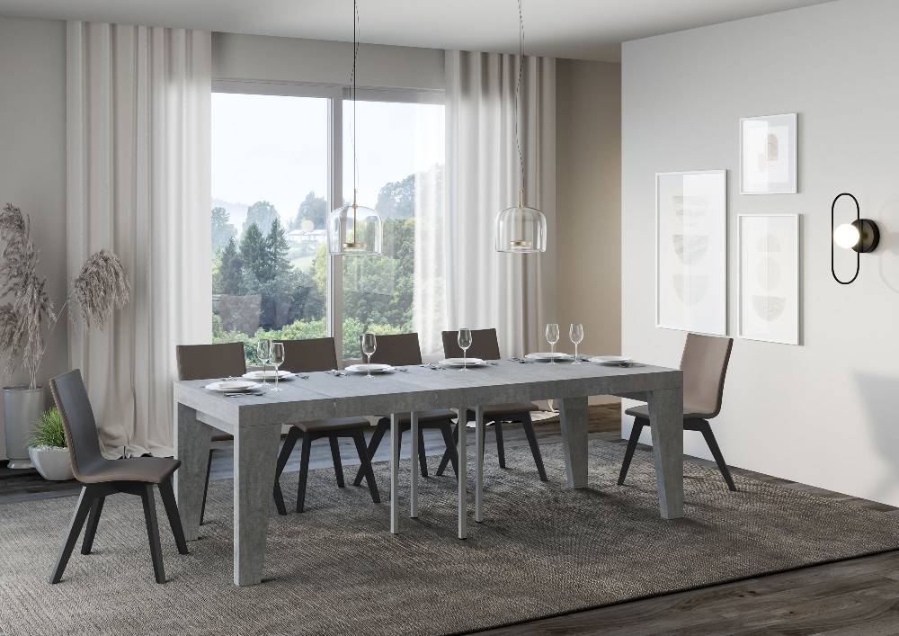 Itamoby Tavolo allungabile 90×90/246 cm Naxy Premium Cemento Offerte giornaliere
