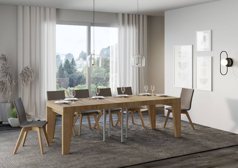 Itamoby Tavolo allungabile 90×90/246 cm Naxy Premium Quercia Natura Offerte speciali