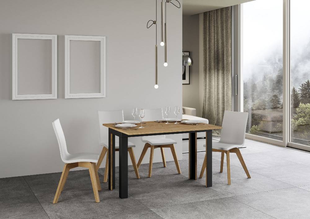 Itamoby Tavolo Linea Double Quercia Natura 120×45 aperto 120×90 gambe/telaio Antracite Ritorno libero