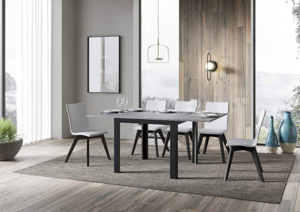 Itamoby Tavolo Linea Libra Cemento 90×90 Allungato 90×180 telaio Antracite Ultimi tre giorni