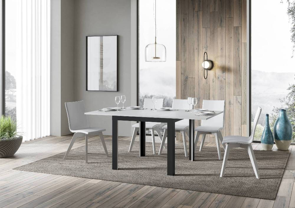 Itamoby Tavolo Linea Libra Bianco Frassino 90×90 Allungato 90×180 telaio Antracite ACQUISTA ORA