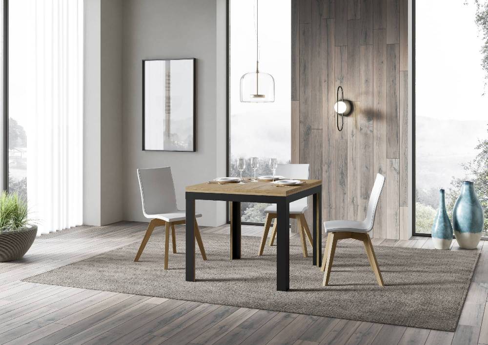 Itamoby Tavolo Linea Libra Quercia Natura 90×90 Allungato 90×180 telaio Antracite Latest stili
