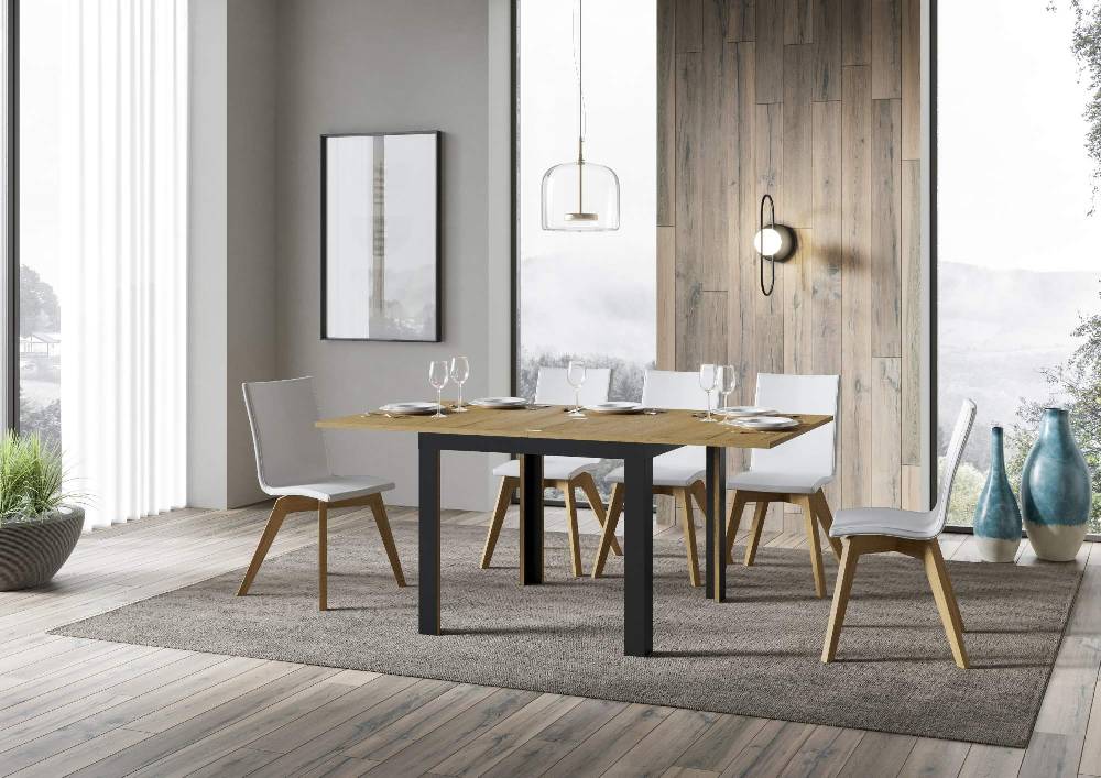 Itamoby Tavolo Linea Libra Quercia Natura 90×90 Allungato 90×180 telaio Antracite Latest stili