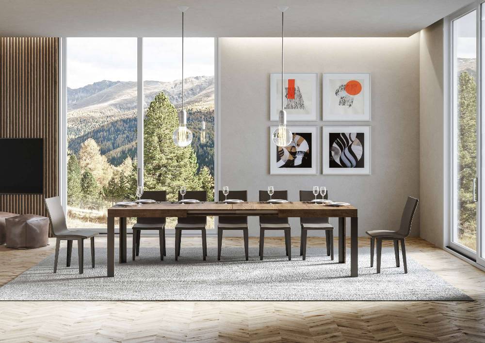 Itamoby Tavolo Linea Allungabile piano Noce 90×180 Allungato 284 telaio Antracite Ultimi due giorni