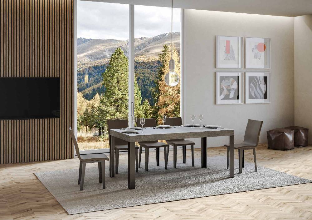 Itamoby Tavolo Linea Allungabile piano Cemento 90×180 Allungato 284 telaio Antracite Ultimo giorno