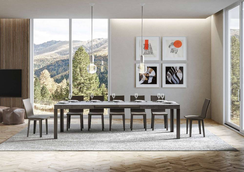 Itamoby Tavolo Linea Allungabile piano Cemento 90×180 Allungato 284 telaio Antracite Ultimo giorno
