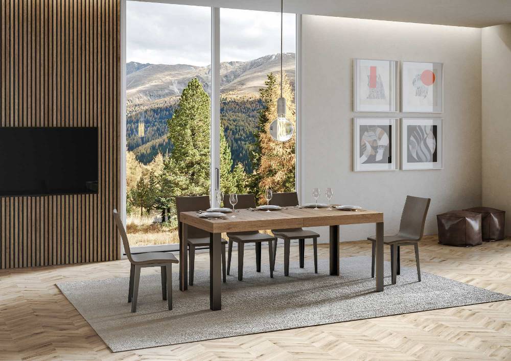 Itamoby Tavolo Linea Allungabile piano Quercia Natura 90×160 Allungato 264 telaio Antracite Only for today