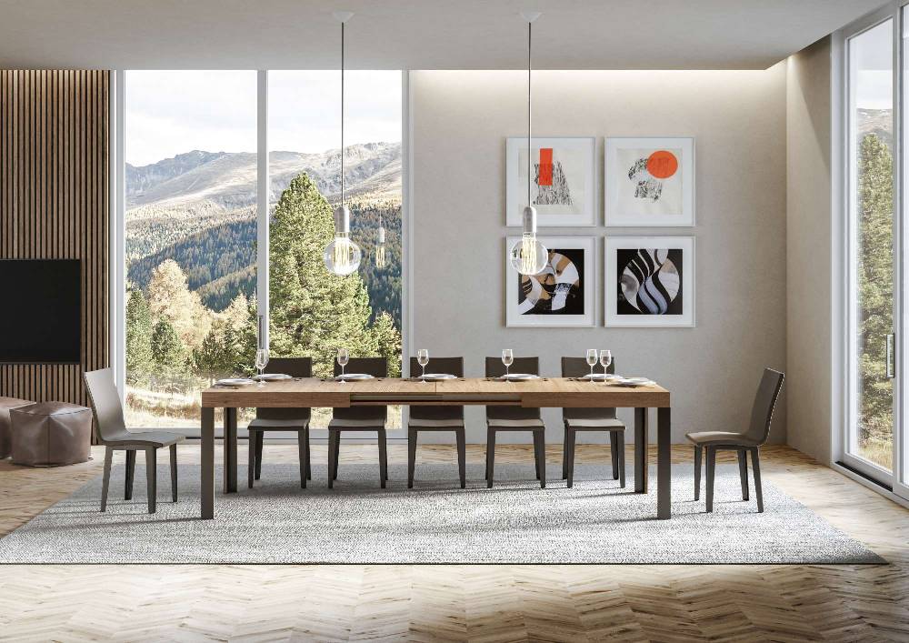 Itamoby Tavolo Linea Allungabile piano Quercia Natura 90×160 Allungato 264 telaio Antracite Only for today