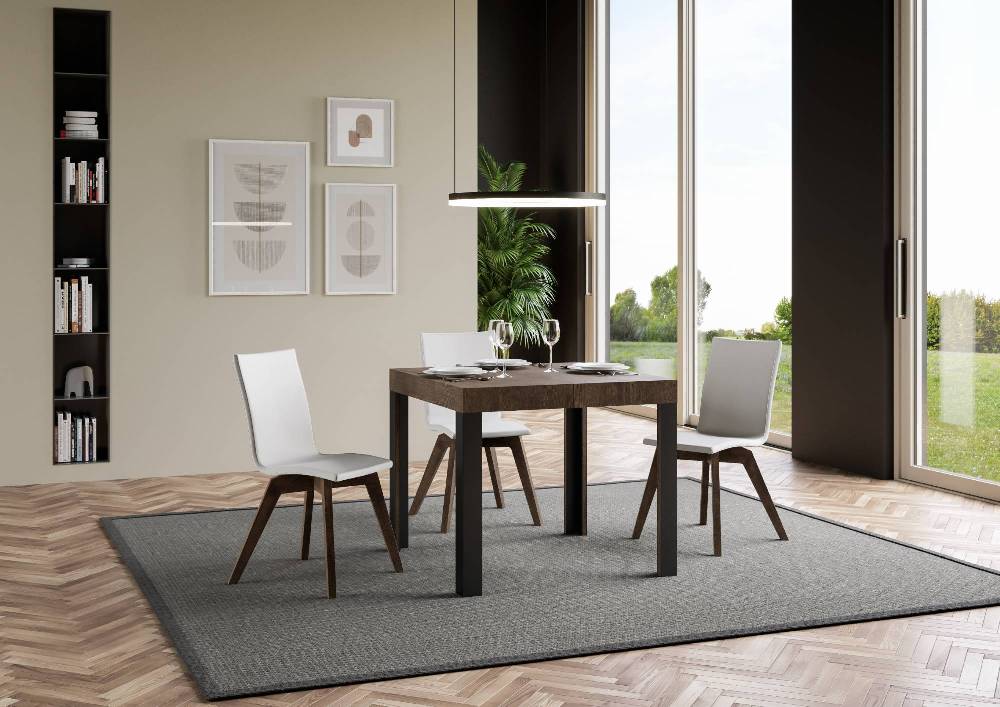 Itamoby Tavolo Linea Allungabile piano Noce 90×90 Allungato 246 telaio Antracite Super sconto
