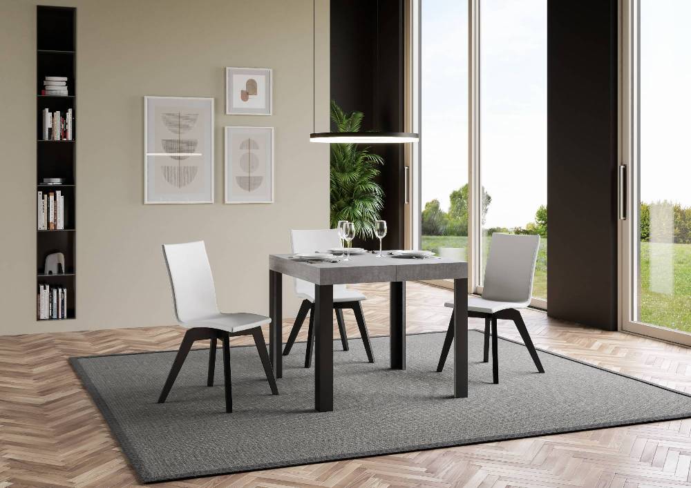 Itamoby Tavolo Linea Allungabile piano Cemento 90×90 Allungato 246 telaio Antracite Enormi sconti