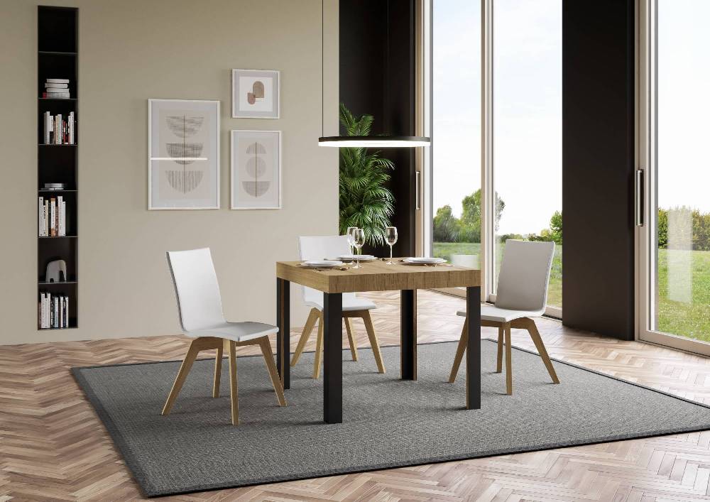 Itamoby Tavolo Linea Allungabile piano Quercia Natura 90×90 Allungato 246 telaio Antracite 50% di sconto con spedizione gratuita
