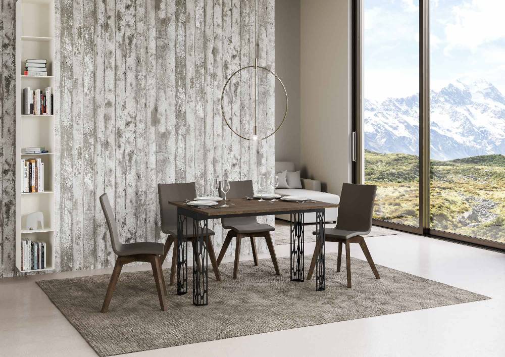 Itamoby Tavolo Ghibli Double Noce 120×45 aperto/Allungato 120×90/200×90 gambe/telaio Antracite Officina