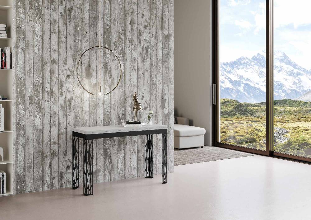 Itamoby Tavolo Ghibli Double Bianco Frassino 120×45 aperto/Allungato 120×90/200×90 gambe/telaio Antracite Esporta salva