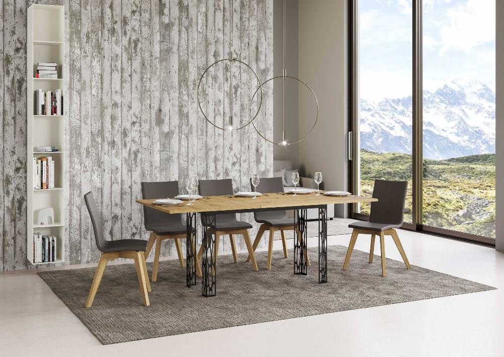 Itamoby Tavolo Ghibli Double Quercia Natura 120×45 aperto/Allungato 120×90/200×90 gambe/telaio Antracite Black Friday Prezzi