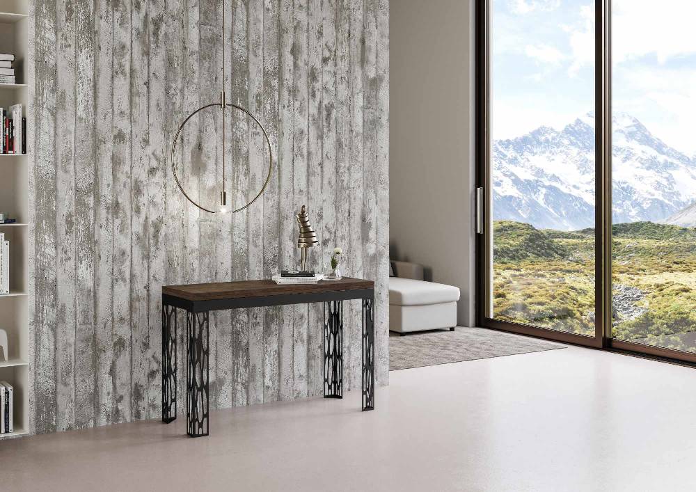 Itamoby Tavolo Ghibli Double Noce 120×45 aperto 120×90 gambe/telaio Antracite In vendita