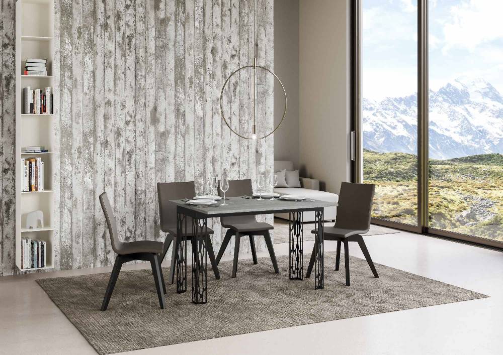 Itamoby Tavolo Ghibli Double Cemento 120×45 aperto 120×90 gambe/telaio Antracite Duty-free