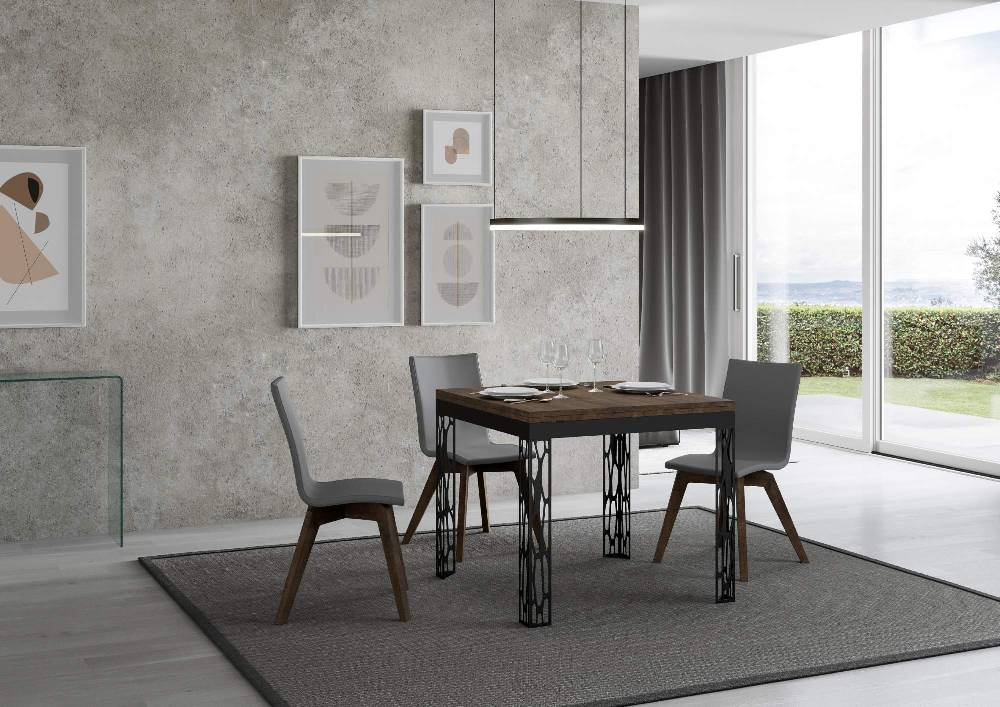 Itamoby Tavolo Ghibli Libra Noce 90×90 allungato 90×180 telaio Antracite 2025