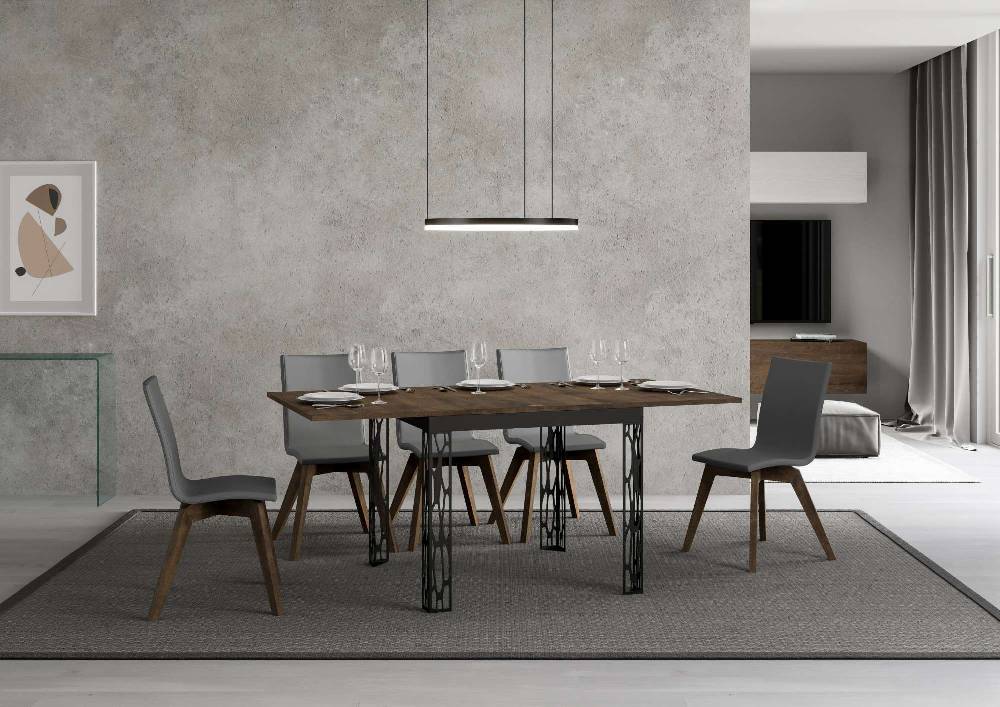 Itamoby Tavolo Ghibli Libra Noce 90×90 allungato 90×180 telaio Antracite 2025