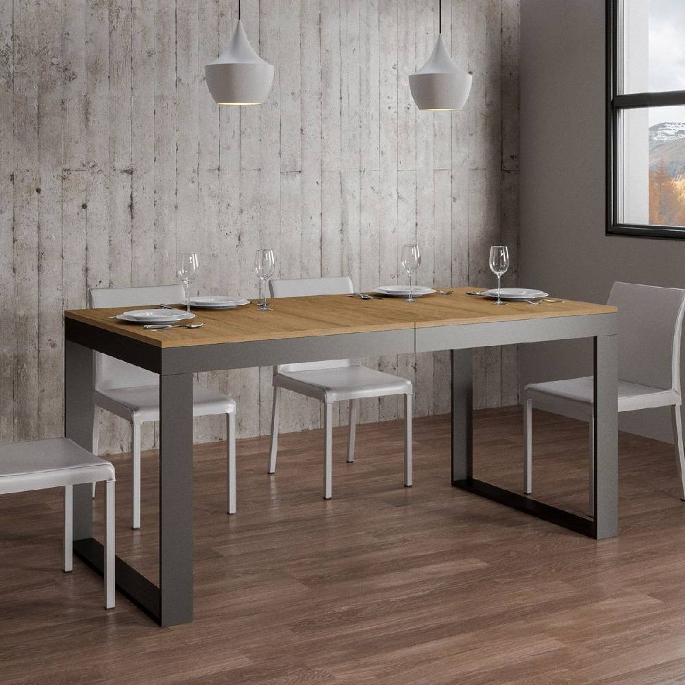 Itamoby Tavolo Tecno Evolution piano Quercia Natura 90×180 Allungato 90×284 telaio Antracite Promozione Limitata