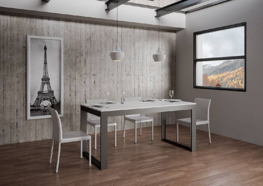 Itamoby Tavolo Tecno Evolution piano Bianco Frassino 90×180 Allungato 90×284 telaio Antracite Fino Al -60%
