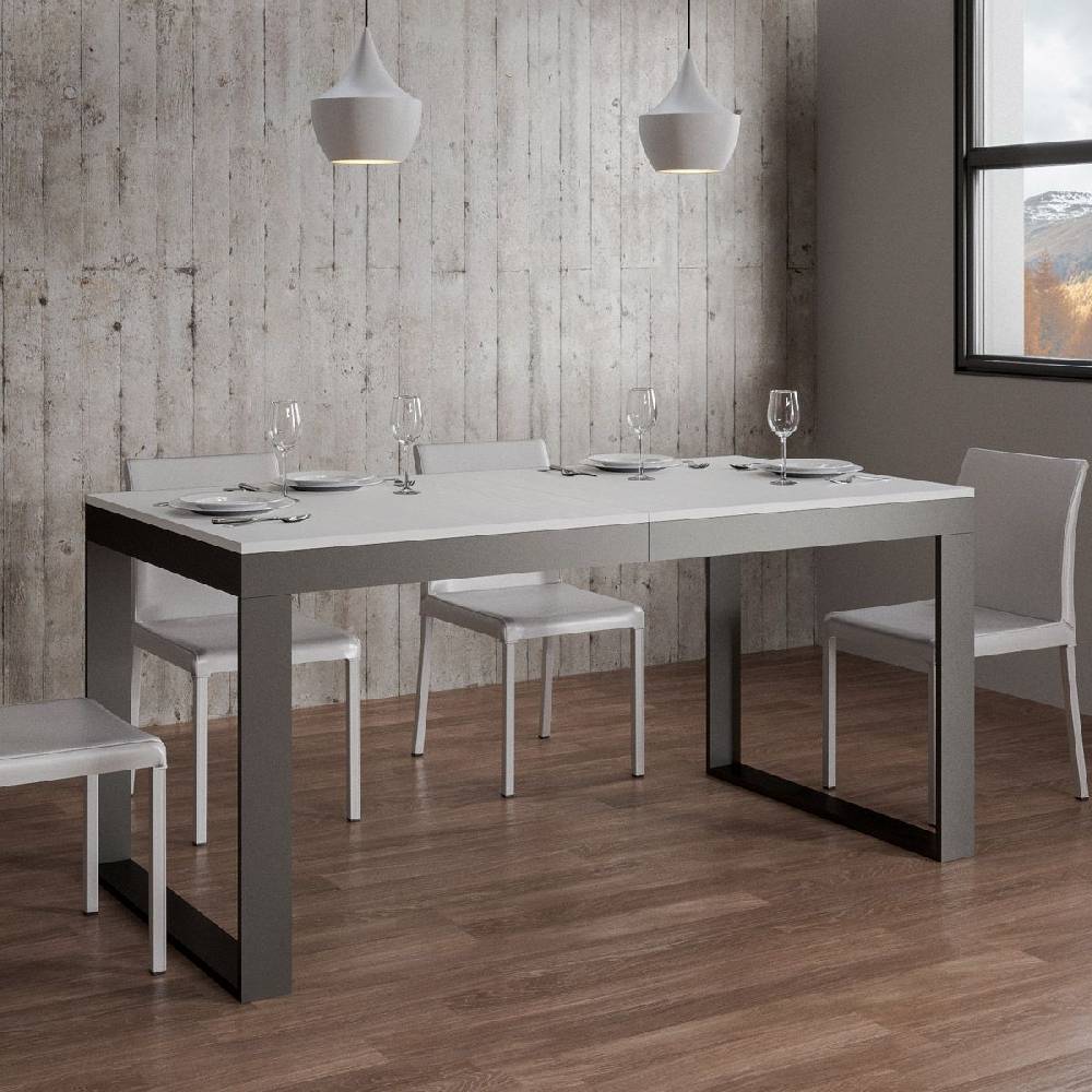 Itamoby Tavolo Tecno Evolution piano Bianco Frassino 90×180 Allungato 90×284 telaio Antracite Fino Al -60%